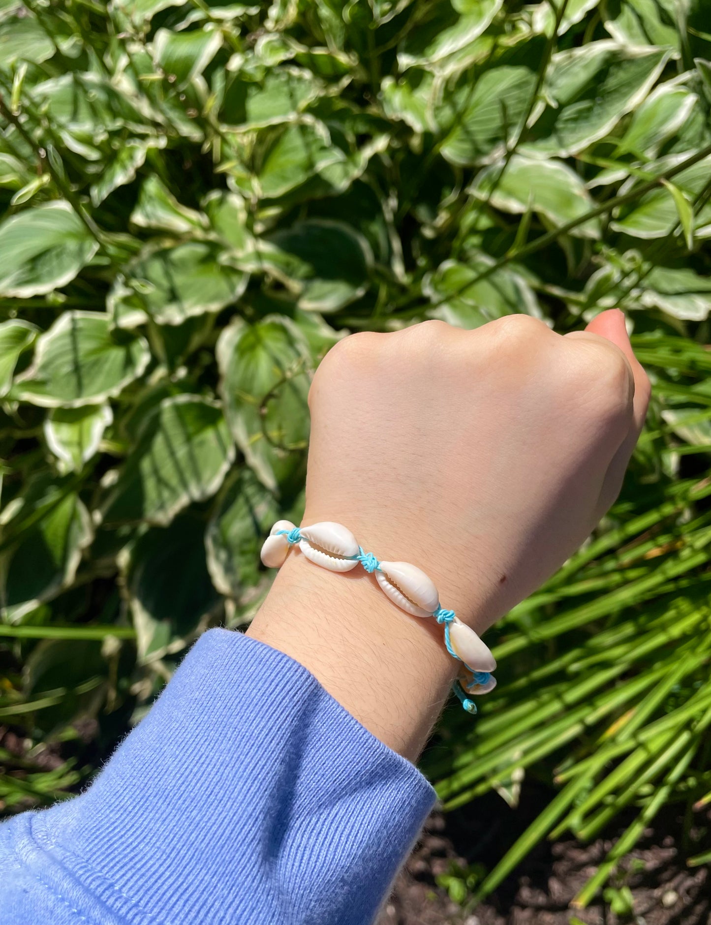 Blue cowrie shell bracelet
