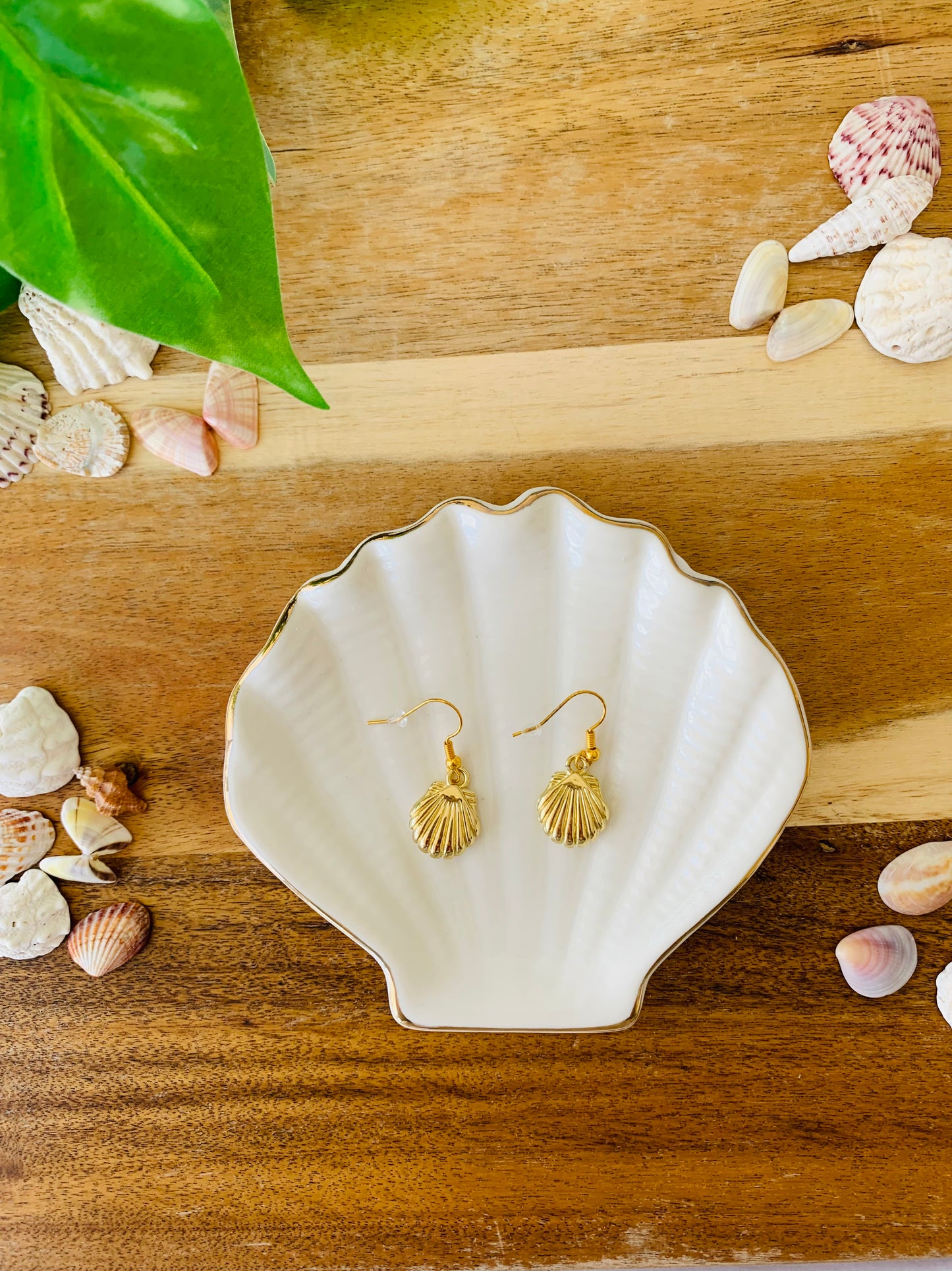 Gold Seashell Earrings ( tarnish)