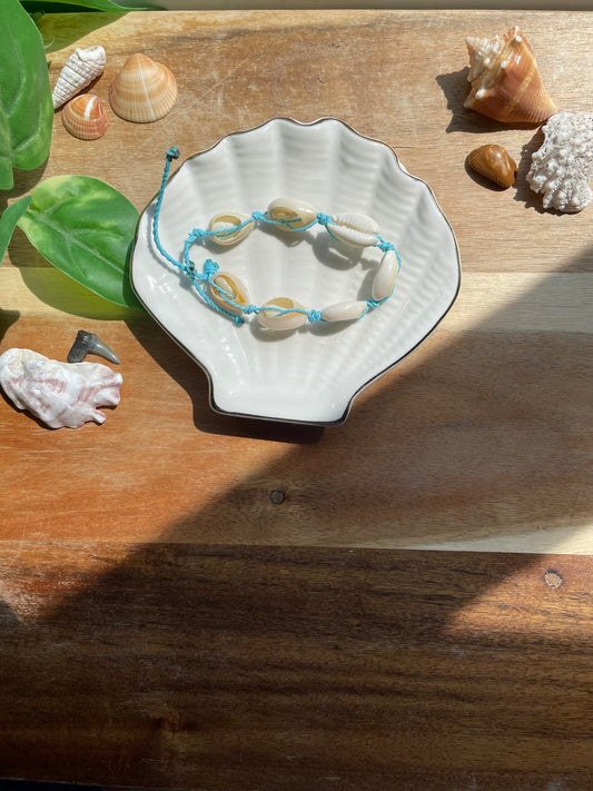 Blue cowrie shell bracelet