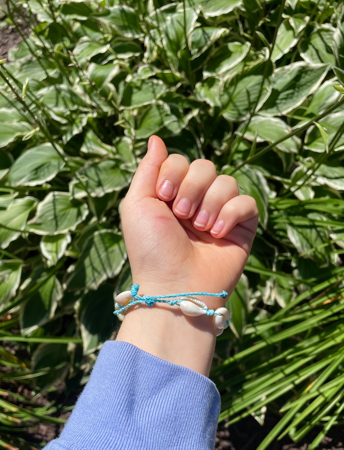 Blue cowrie shell bracelet